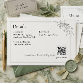 Informações Cartão de Detalhes de Casamento com Código QR em V