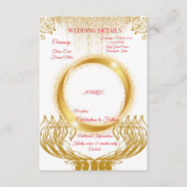 Informações Cartão de Detalhes de Casamento com Design de Ouro