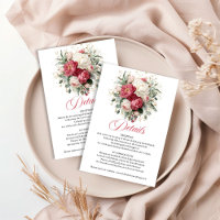 Cartão de Detalhes de Casamento com Estampa Floral