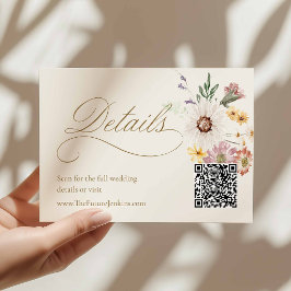 Informações Cartão de Detalhes de Casamento com Flor Silvestre
