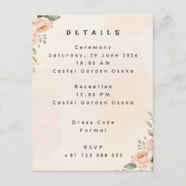 Informações Cartão de Detalhes de Casamento com Flores Elegant