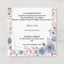 Informações Cartão de Detalhes de Casamento com Flores em Azul