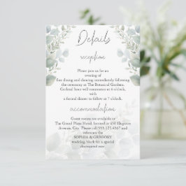 Informações Cartão de Detalhes de Casamento com Folha de Eucal