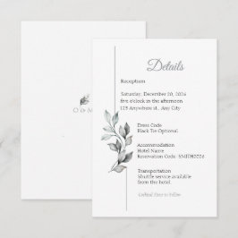 Informações Cartão de Detalhes de Casamento com Folhagem Cláss