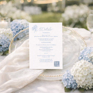 Informações Cartão de Detalhes de Casamento com Hortênsias Azu