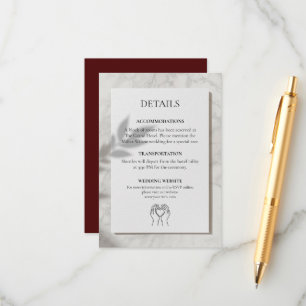 Informações Cartão de Detalhes de Casamento com Mármore Dourad