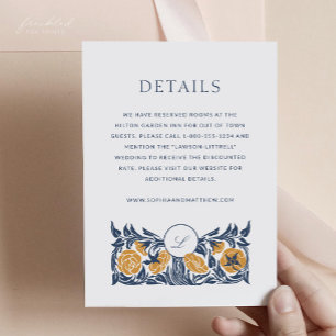 Informações Cartão de Detalhes de Casamento com Monograma em E