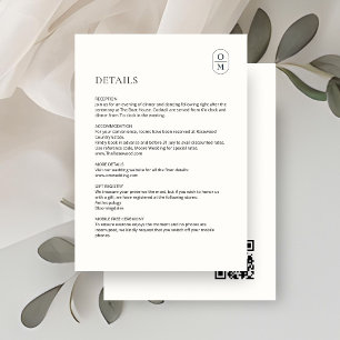 Informações Cartão de Detalhes de Casamento com Monograma Mini