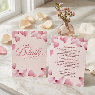Informações Cartão de Detalhes de Casamento com Pétalas de Ros