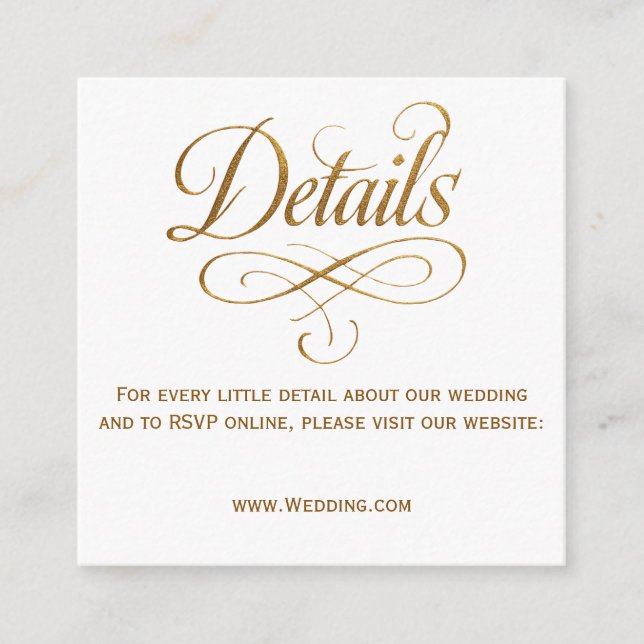 Informações Cartão de Detalhes de Casamento com QR em Caligraf (Frente)