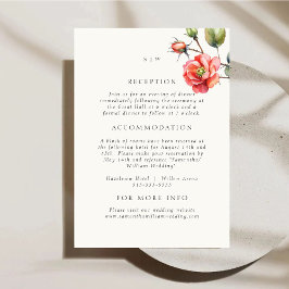 Informações Cartão de Detalhes de Casamento com Rosa em Aquare