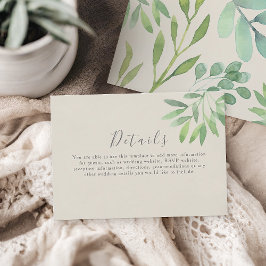 Informações Cartão de Detalhes de Casamento com Verdor