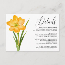 Informações Cartão de Detalhes de Casamento de Crocus Amarelo-