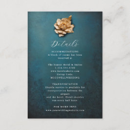 Informações Cartão de detalhes de casamento de flor metálica r