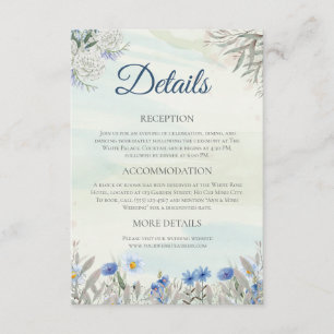 Informações Cartão de Detalhes de Casamento de Flor Selvagem A