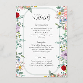 Informações Cartão de Detalhes de Casamento de Flor Selvagem V