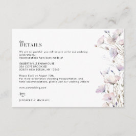 Informações Cartão de Detalhes de Casamento de Flores Silvestr