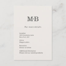 Cartão de Detalhes de Casamento de Fuga Minimalist