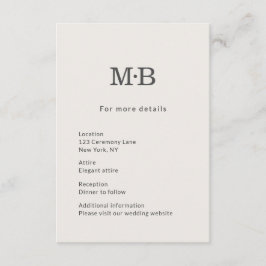 Informações Cartão de Detalhes de Casamento de Fuga Minimalist