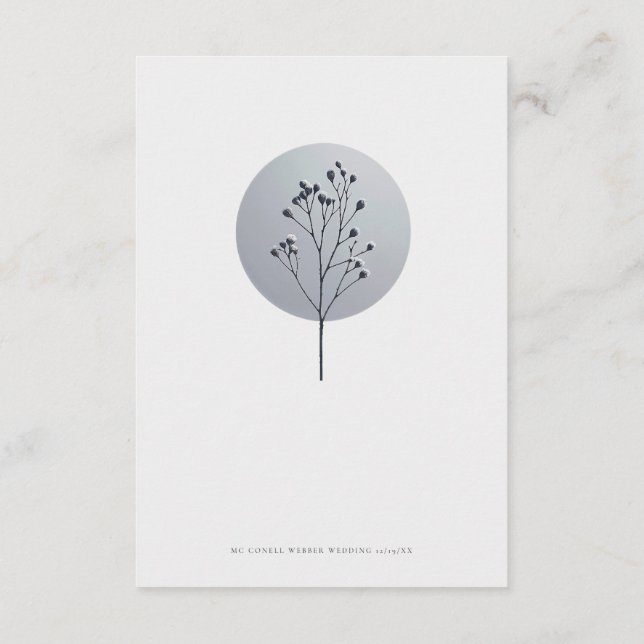 Informações Cartão de detalhes de casamento de galho com neve (Verso)