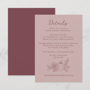 Informações Cartão de Detalhes de Casamento de Girassol e Abób