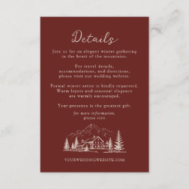 Informações Cartão de Detalhes de Casamento de Inverno em Bord