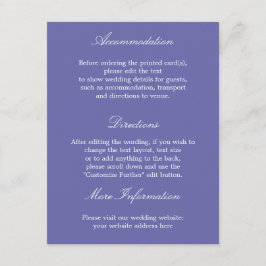 Informações Cartão de Detalhes de Casamento de Lavanda Elegant