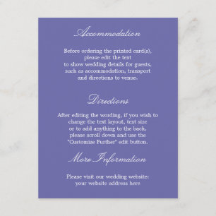 Informações Cartão de Detalhes de Casamento de Lavanda Elegant