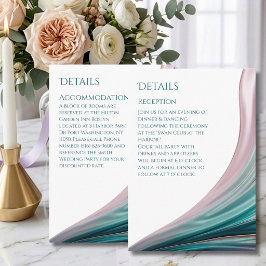 Informações Cartão de Detalhes de Casamento de Seda Azul-Verde