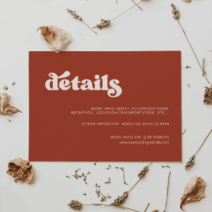 Informações Cartão de detalhes de casamento de terracota retrô