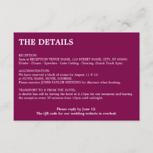 Informações Cartão de Detalhes de Casamento do Código QR do Vi