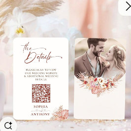 Informações Cartão de Detalhes de Casamento do Código QR Flora