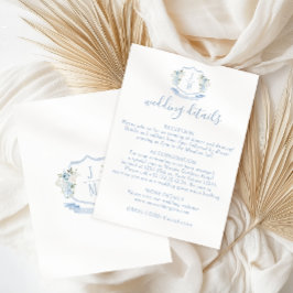 Informações Cartão de Detalhes de Casamento do Monograma Flora