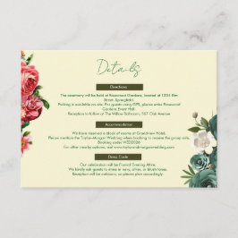 Informações Cartão de Detalhes de Casamento Elegância Botânica