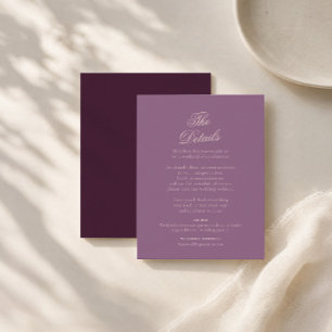 Informações Cartão de Detalhes de Casamento Elegante Caligrafi