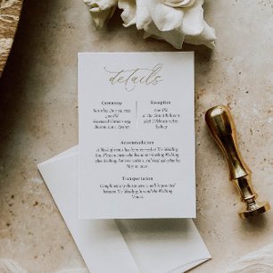 Informações Cartão de Detalhes de Casamento Elegante com Fonte