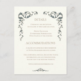 Informações Cartão de Detalhes de Casamento Elegante e Ornamen