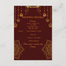 Cartão de Detalhes de Casamento Elegante em Marrom