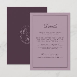 Informações Cartão de Detalhes de Casamento Elegante Roxo-Mirt