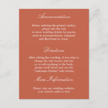 Cartão de Detalhes de Casamento Elegante Terracott