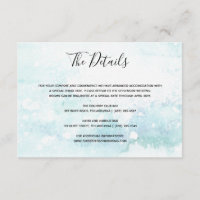 Cartão de detalhes de casamento em aquarela azul c