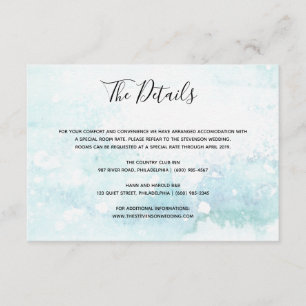 Informações Cartão de detalhes de casamento em aquarela azul c