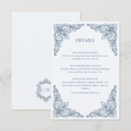 Informações Cartão de Detalhes de Casamento em Azul Empoeirado