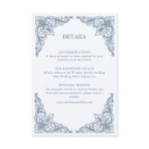 Cartão de Detalhes de Casamento em Azul Empoeirado