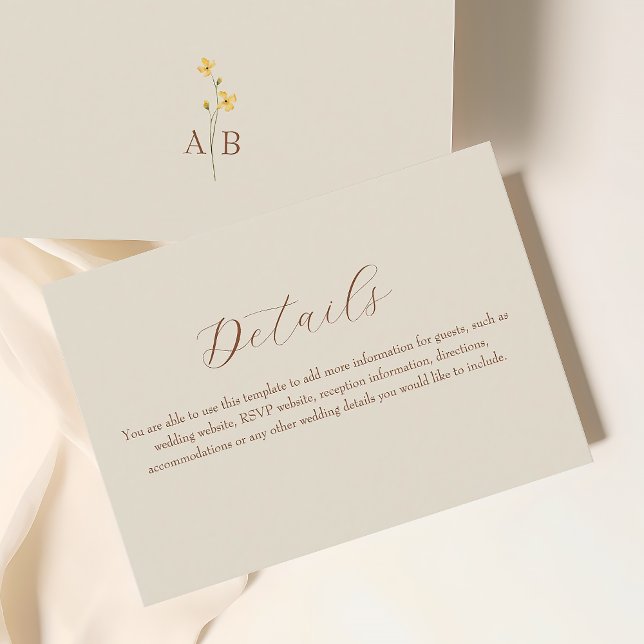 Informações Cartão de Detalhes de Casamento em Creme Neutro (Criador carregado)