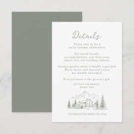 Informações Cartão de Detalhes de Casamento em Floresta de Pin