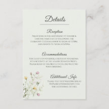 Cartão de Detalhes de Casamento em Jardim Inglês S