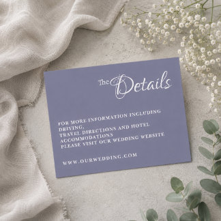 Informações Cartão de Detalhes de Casamento em Lavanda Pórosa