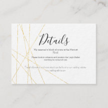 Cartão de detalhes de casamento em ouro elegante
