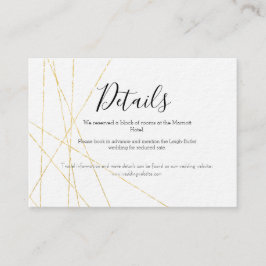 Informações Cartão de detalhes de casamento em ouro elegante